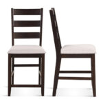 Counter Height Bar Stools with Padded Seat and Wood Legs (Set of 2)