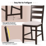 Counter Height Bar Stools with Padded Seat and Wood Legs (Set of 2)