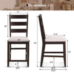 Counter Height Bar Stools with Padded Seat and Wood Legs (Set of 2)