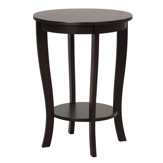 Mid-Century 2-Tier Round End Table with Wood Legs 4 Mid-Century 2-Tier Round End Table with Wood Legs - Image 4