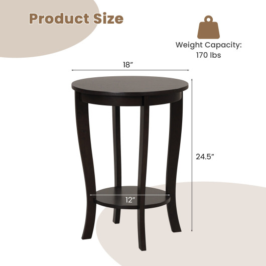Mid-Century 2-Tier Round End Table with Wood Legs 5 Mid-Century 2-Tier Round End Table with Wood Legs - Image 5