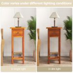 Slim 2-Tier Wooden Side Table with Drawer and Shelf