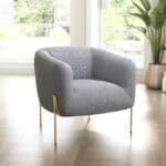 Modern Gray Lounge Chair with Gold Frame 8 Modern Gray Lounge Chair with Gold Frame