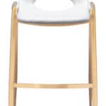White & Gold Mid-Century Modern Barstool with Faux Leather (Set of 2)