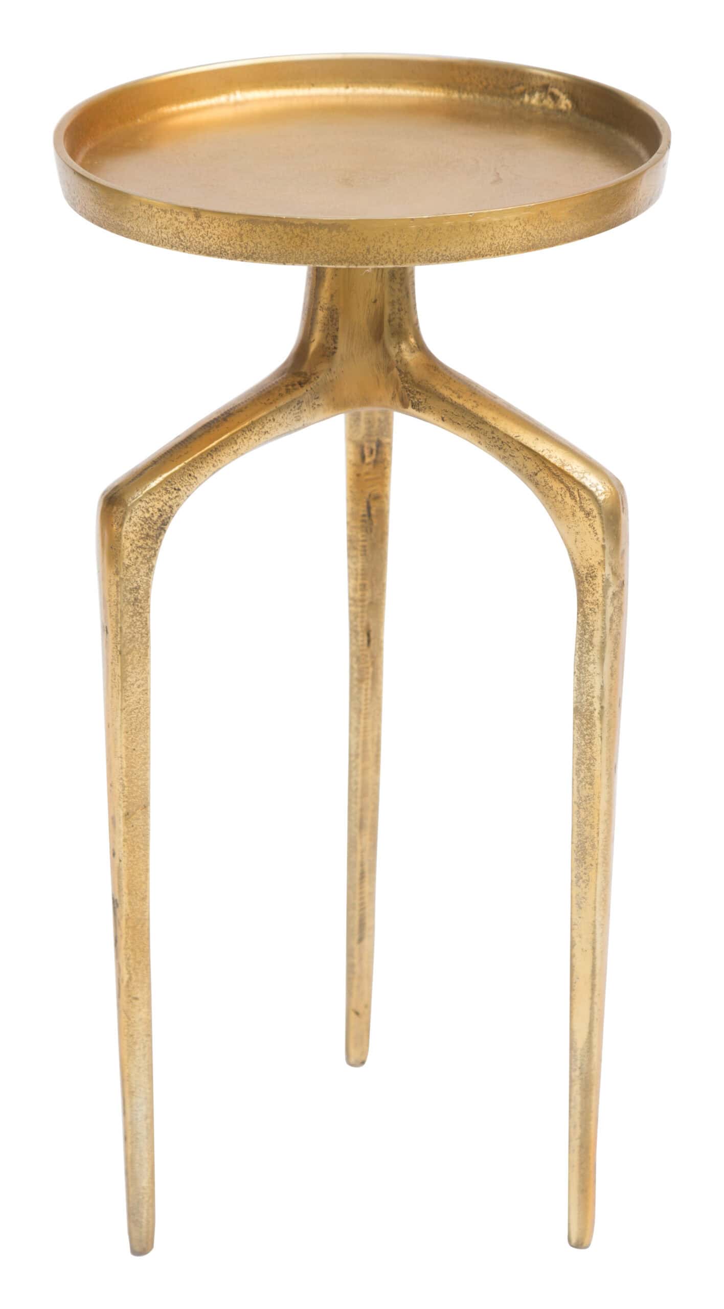 Round Antique Gold Accent Tables with Rimmed Top (Set of 2) 18 Round Antique Gold Accent Tables with Rimmed Top (Set of 2)