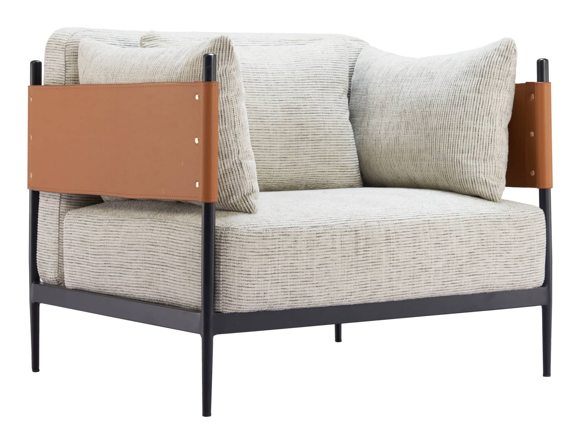 Industrial Gray Armchair with Steel Frame and Fabric Cushions 3 Industrial Gray Armchair with Steel Frame and Fabric Cushions - Image 3