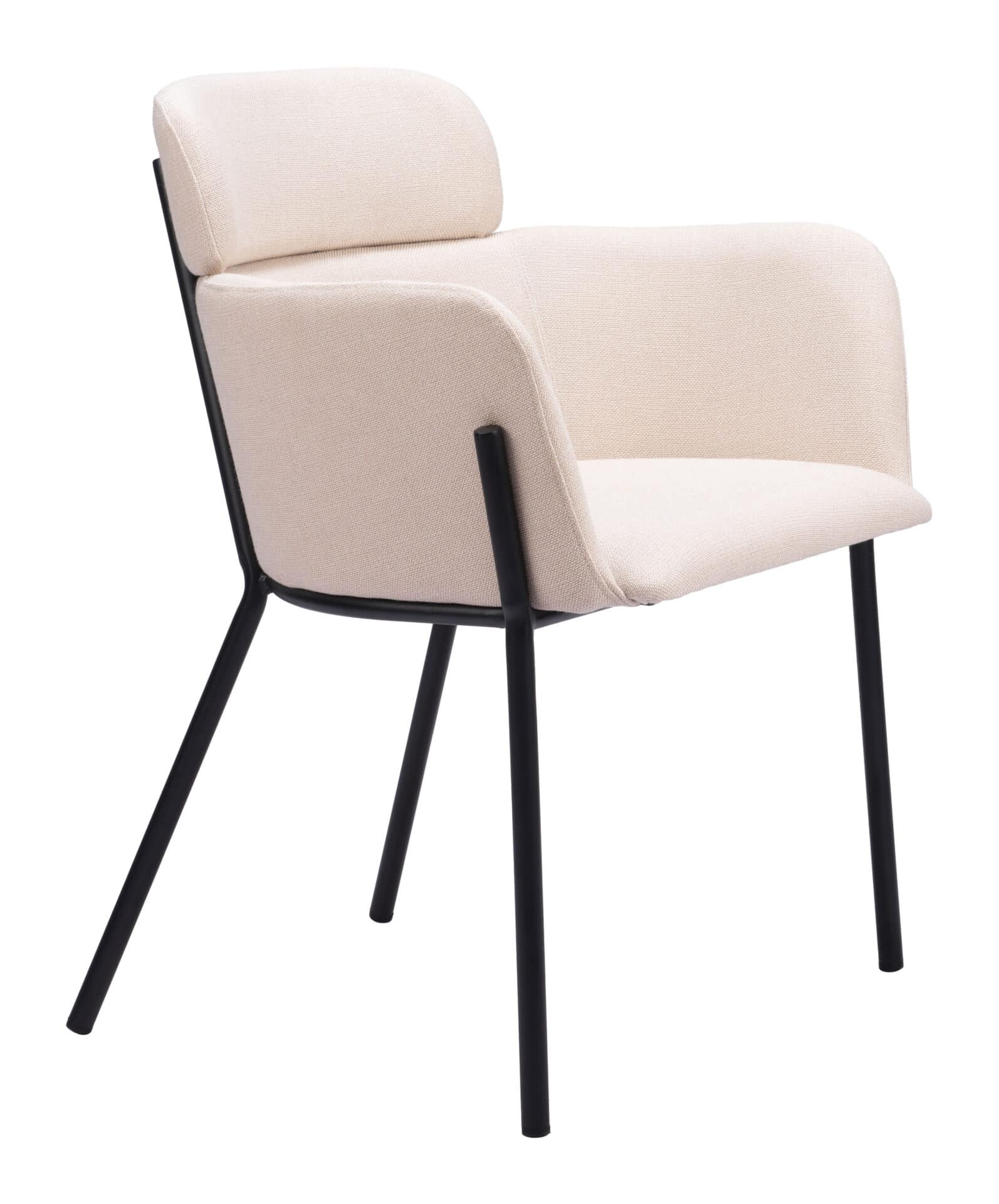 Beige Modern Dining Chair with Steel Frame and Vinyl Upholstery (Set of 2) 6 Beige Modern Dining Chair with Steel Frame and Vinyl Upholstery (Set of 2) - Image 6