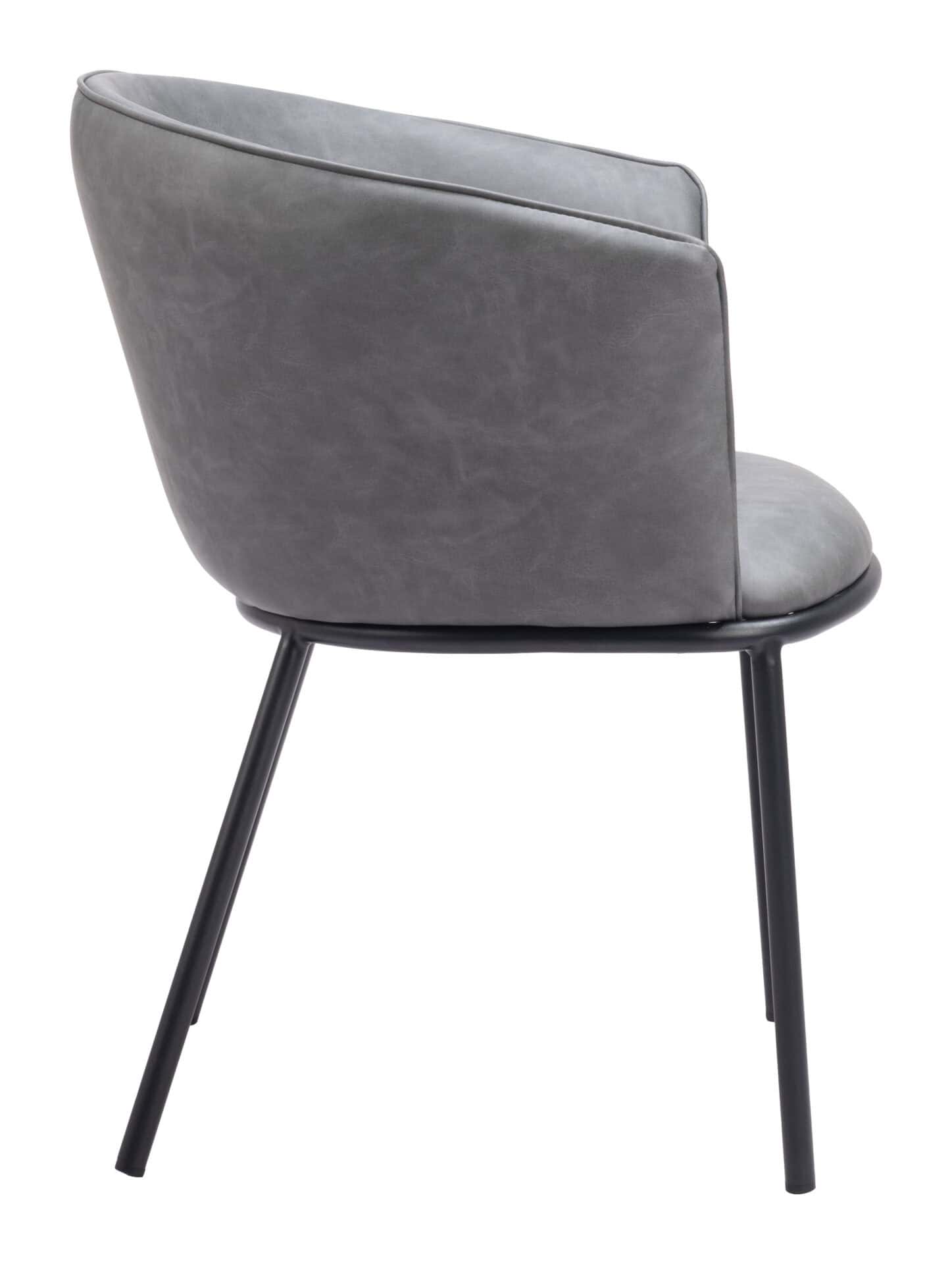 Modern Gray Dining Chair with Steel Frame and Faux Leather Upholstery 2 Modern Gray Dining Chair with Steel Frame and Faux Leather Upholstery - Image 2