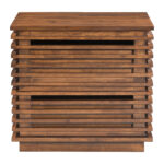 Scandinavian Modern Walnut End Table with Two Drawers