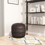 Boho Chic Braided Ottoman with Jute Legs, 18" High