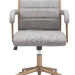 Modern Beige Vinyl Office Chair with Adjustable Height and Swivel