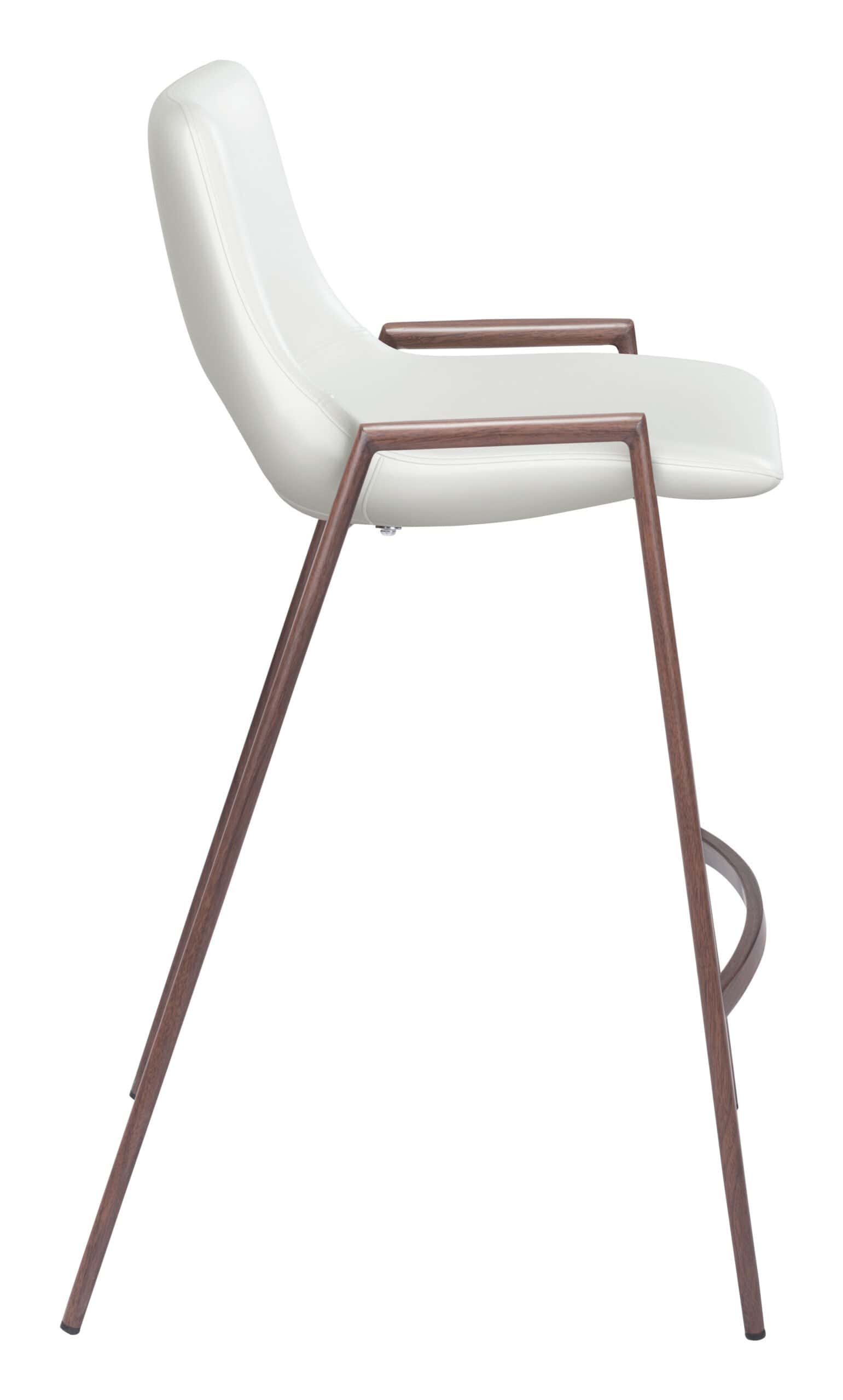 White Walnut Faux Leather Mid-Century Modern Counter Stool (Set of 2)