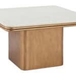 White and Brass Coffee Table with Faux Terrazzo Top 8 White and Brass Coffee Table with Faux Terrazzo Top