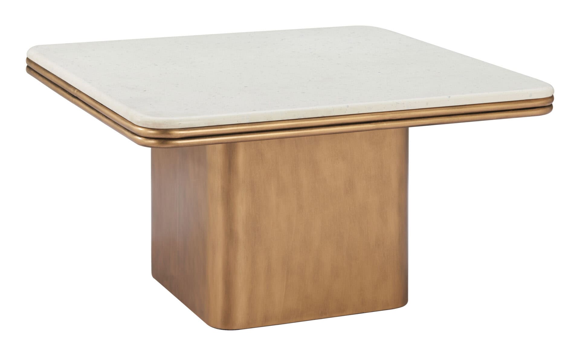 White and Brass Coffee Table with Faux Terrazzo Top 1 White and Brass Coffee Table with Faux Terrazzo Top