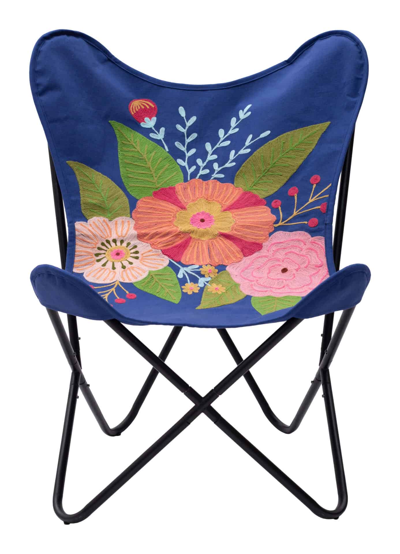 Multicolor Boho Accent Chair with Steel Frame and Cotton Seat 3 Multicolor Boho Accent Chair with Steel Frame and Cotton Seat - Image 3