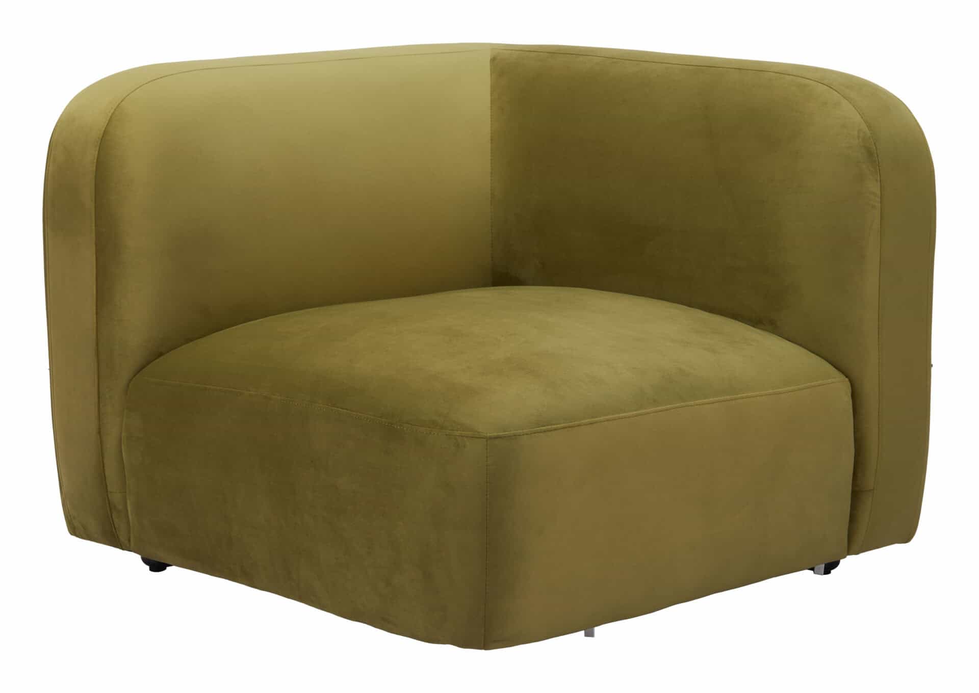 Velvet Tufted Corner Chair with Birch Wood Legs in Green 6 Velvet Tufted Corner Chair with Birch Wood Legs in Green - Image 6