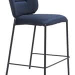 Velvet Upholstered Counter Stool with Footrest in Blue (Set of 2) 8 Velvet Upholstered Counter Stool with Footrest in Blue (Set of 2)