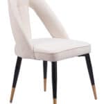 Ivory Dining Chair with Teddy Fabric and Steel Frame