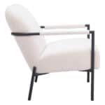 Ivory Shearling Style Accent Chair with Powder Coated Steel Frame