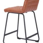 Brown Vinyl Tufted Counter Stool with Steel Frame (Set of 2)