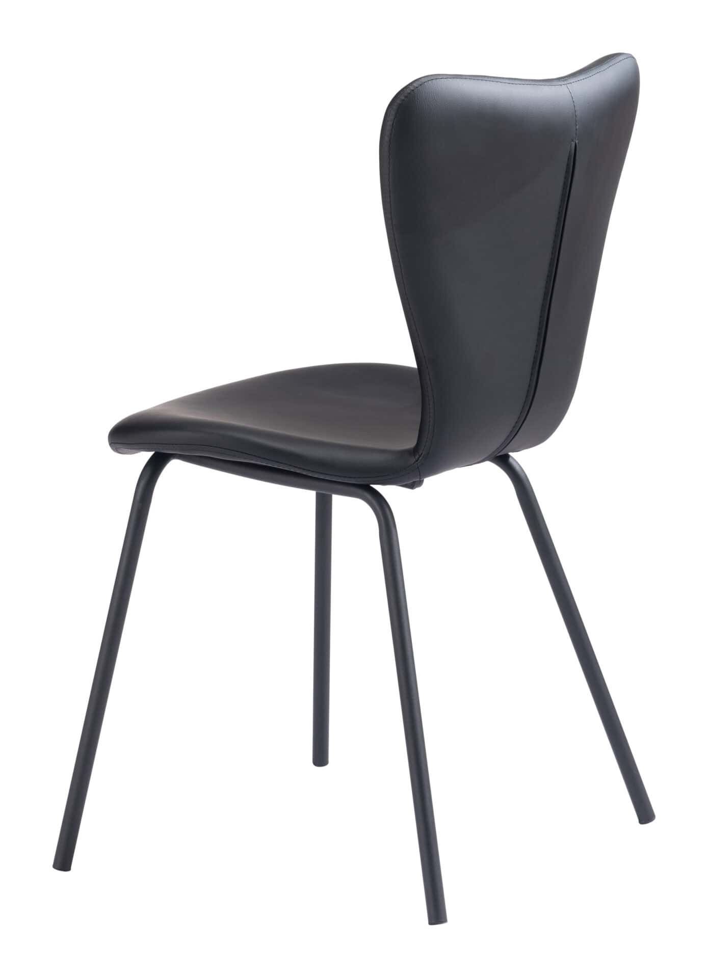 Mid-Century Modern Black Faux Leather Dining Chairs (Set of 2) 7 Mid-Century Modern Black Faux Leather Dining Chairs (Set of 2) - Image 7