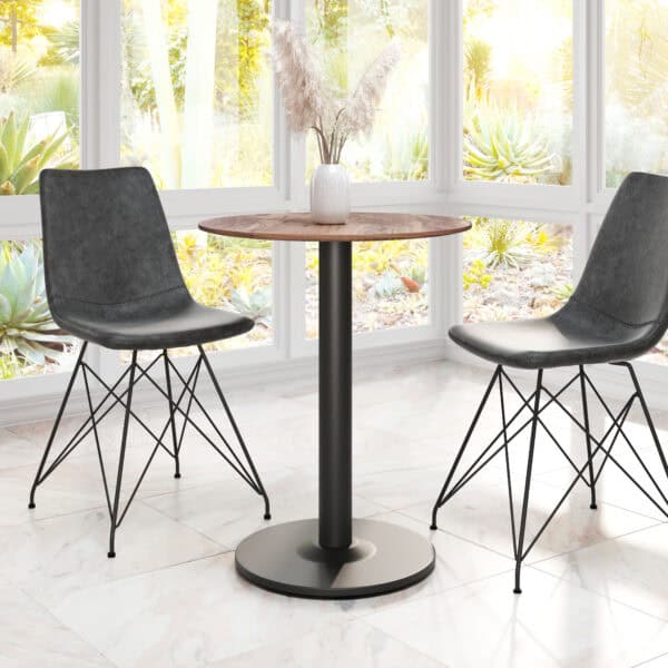 Round Pedestal Bistro Table with Brown and Black Finish