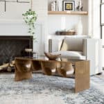 Modern Rectangular Coffee Table with Glass Top and Storage Shelves