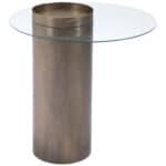 Oval Antique Bronze End Table with Glass Top 12 Oval Antique Bronze End Table with Glass Top