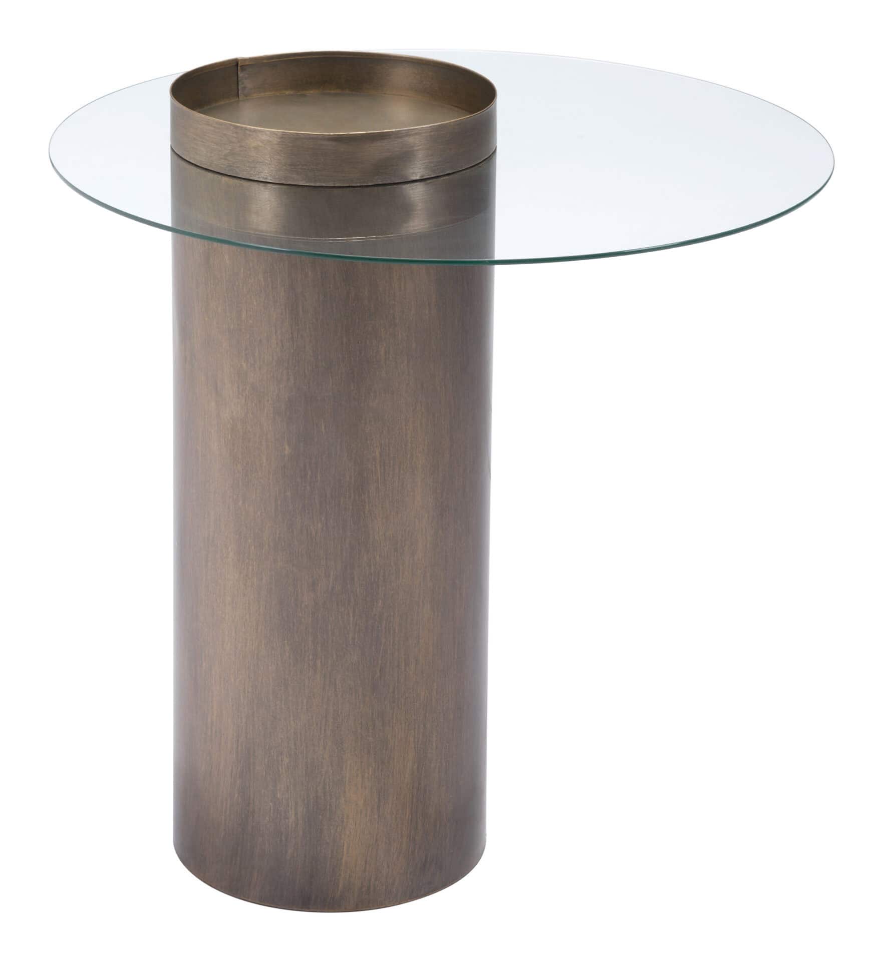 Oval Antique Bronze End Table with Glass Top 3 Oval Antique Bronze End Table with Glass Top - Image 3