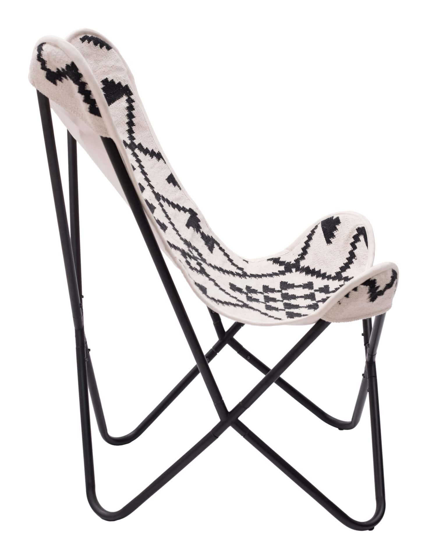 Boho Modern Accent Chair with Cotton Seat and Steel Frame 4 Boho Modern Accent Chair with Cotton Seat and Steel Frame - Image 4