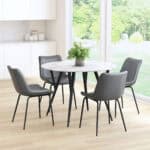 Gray Mid-Century Modern Faux Leather Dining Chair (Set of 2) 9 Gray Mid-Century Modern Faux Leather Dining Chair (Set of 2)