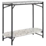 Modern Oval Console Table with Stone and Steel Construction 10 Modern Oval Console Table with Stone and Steel Construction