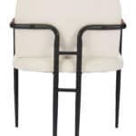 Cream Upholstered Dining Chair with Steel Frame and Armrest Support 11 Cream Upholstered Dining Chair with Steel Frame and Armrest Support