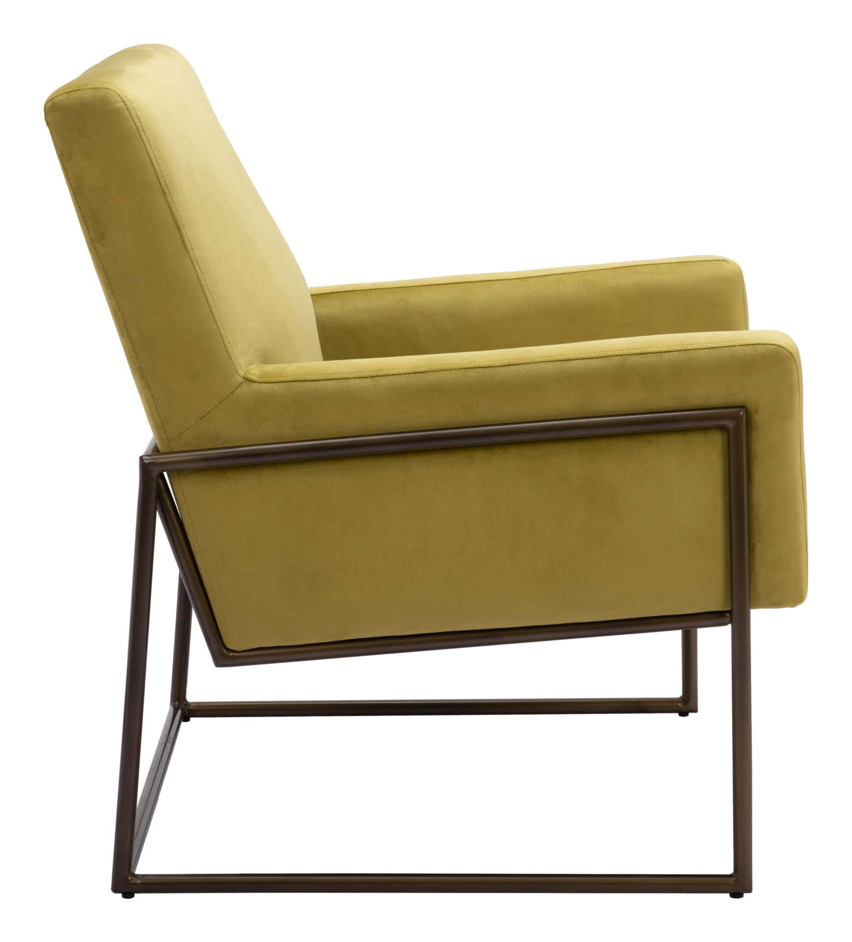 Olive Green Velvet Accent Chair with Steel Legs 3 Olive Green Velvet Accent Chair with Steel Legs - Image 3