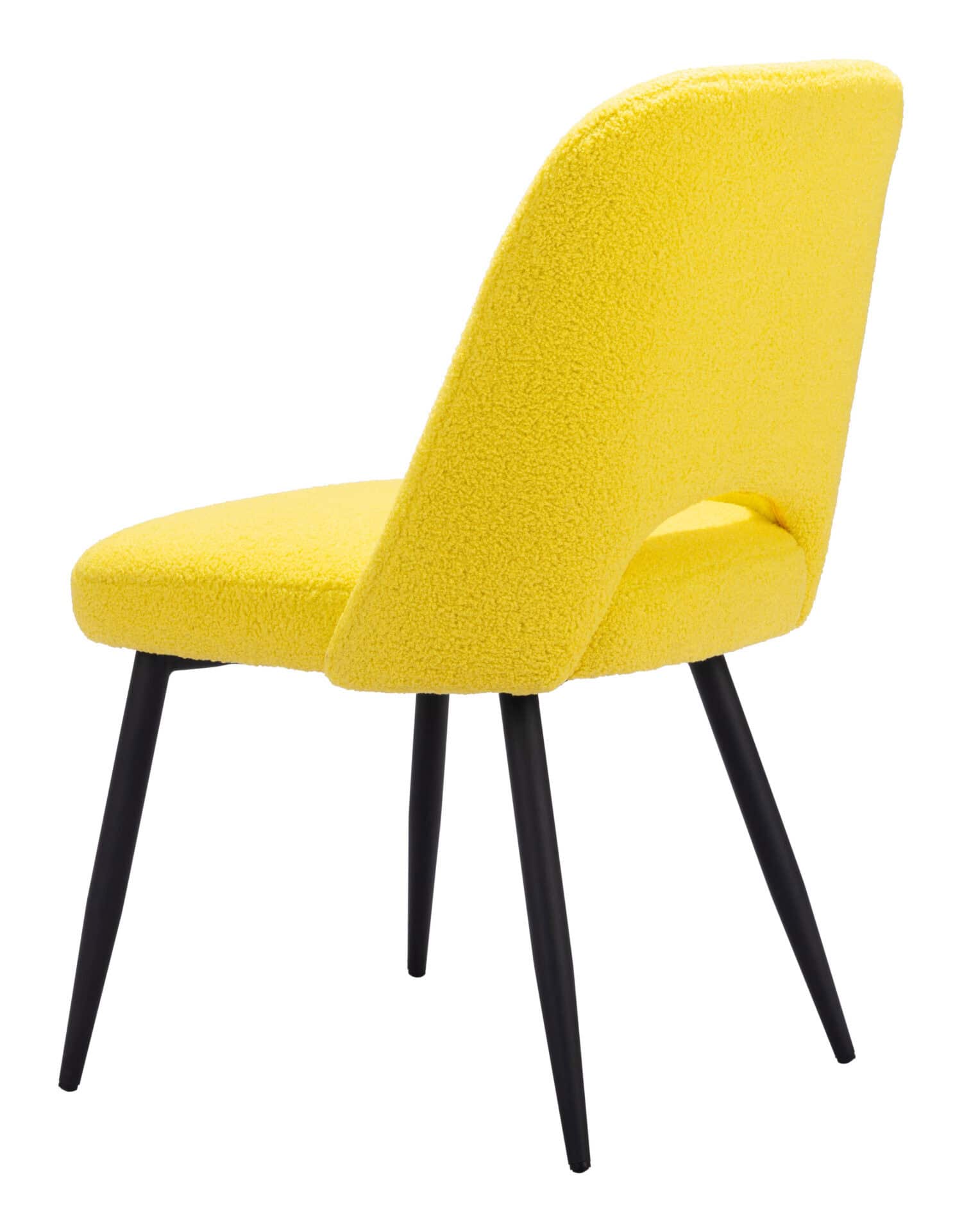 Yellow Shearling-Style Dining Chair with Steel Legs (Set of 2) 10 Yellow Shearling-Style Dining Chair with Steel Legs (Set of 2) - Image 10