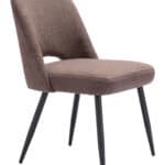 Modern Boho Dining Chair with Shearling Fabric and Steel Legs (Set of 2)