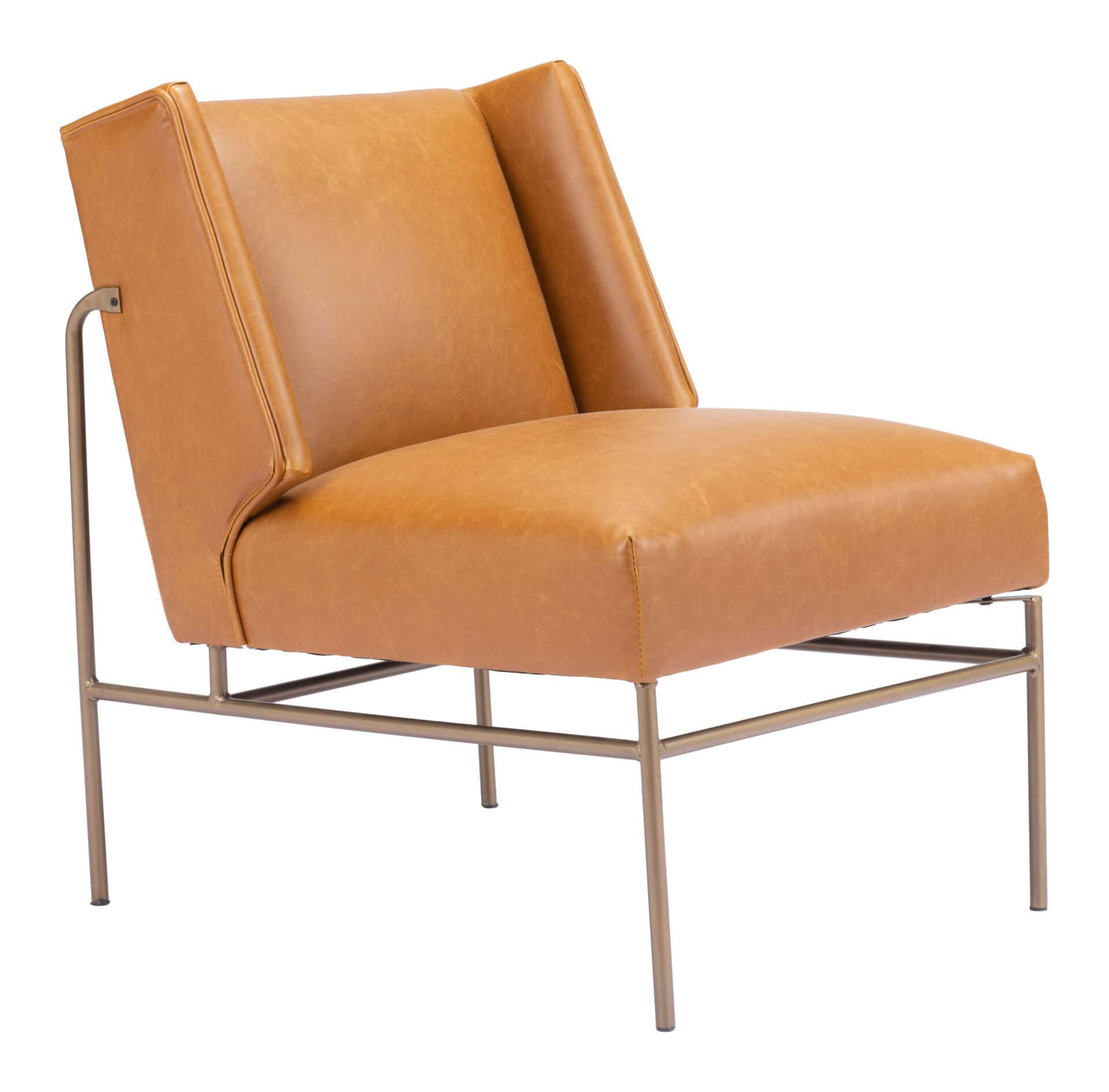 Modern Brown Faux Leather Accent Chair with Steel Base 7 Modern Brown Faux Leather Accent Chair with Steel Base - Image 7
