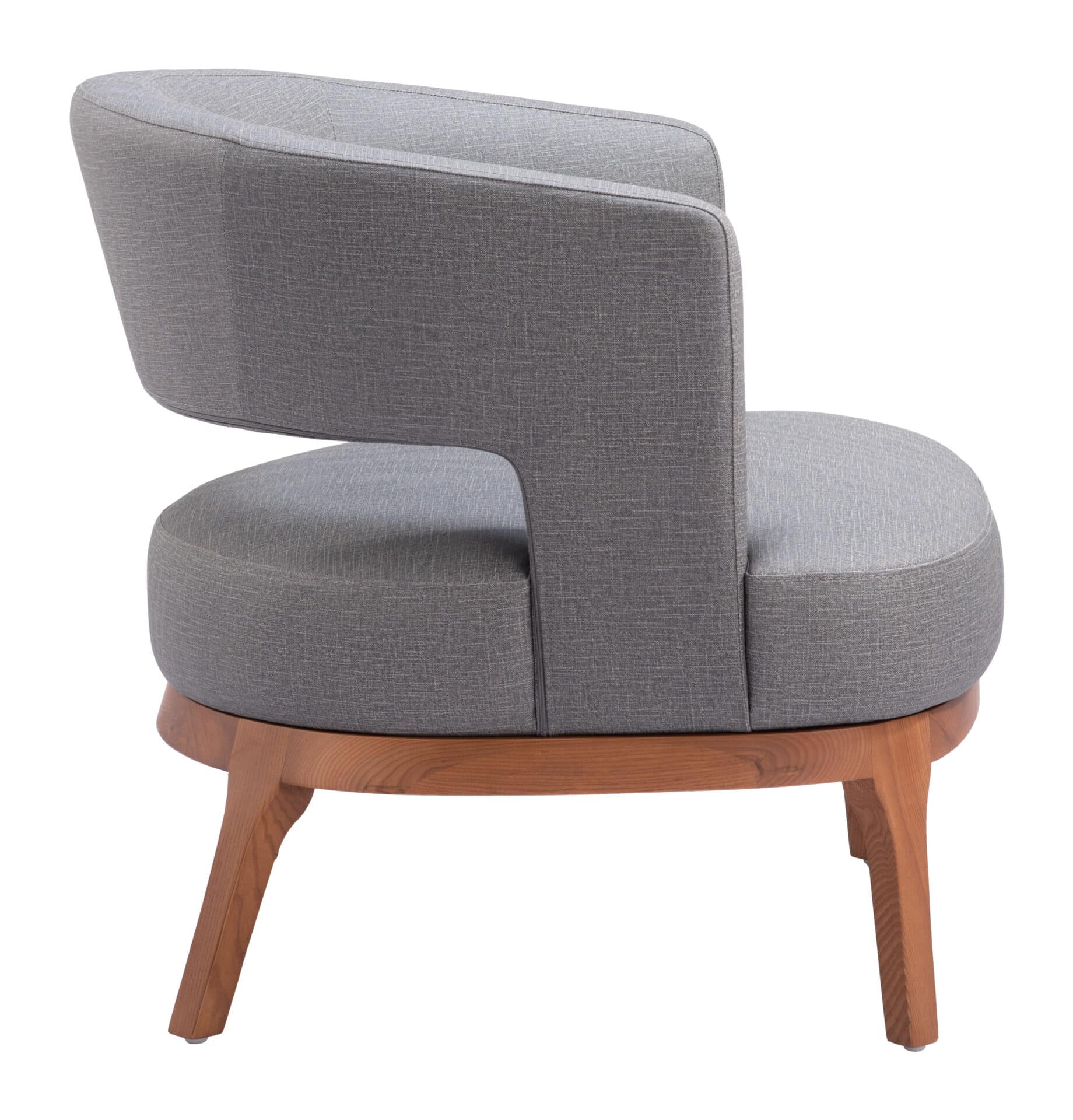Slate Gray Vinyl Accent Chair with Wood Base and Armrests 4 Slate Gray Vinyl Accent Chair with Wood Base and Armrests - Image 4