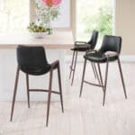 Mid-Century Modern Black and Walnut Counter Stool with Footrest (Set of 2)