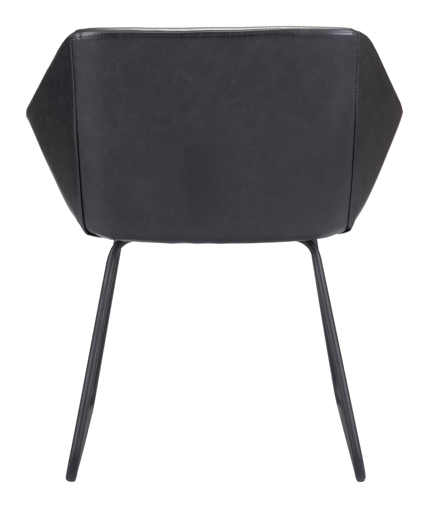 Modern Black Vinyl Dining Chair with Steel Legs (Set of 2) 5 Modern Black Vinyl Dining Chair with Steel Legs (Set of 2) - Image 5