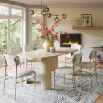 Natural White-Washed Acacia Wood Oval Dining Table
