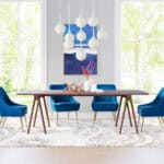 Navy Blue Velvet Armchair with Gold Legs and Cushioned Back