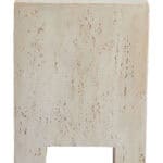 Beige Stone-Look Side Table with Square Top and Rubber Feet