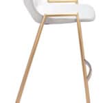 White & Gold Mid-Century Modern Barstool with Faux Leather (Set of 2)