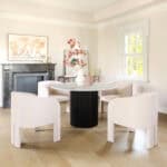 Round Mango Wood Dining Table with Hidden Storage Compartment