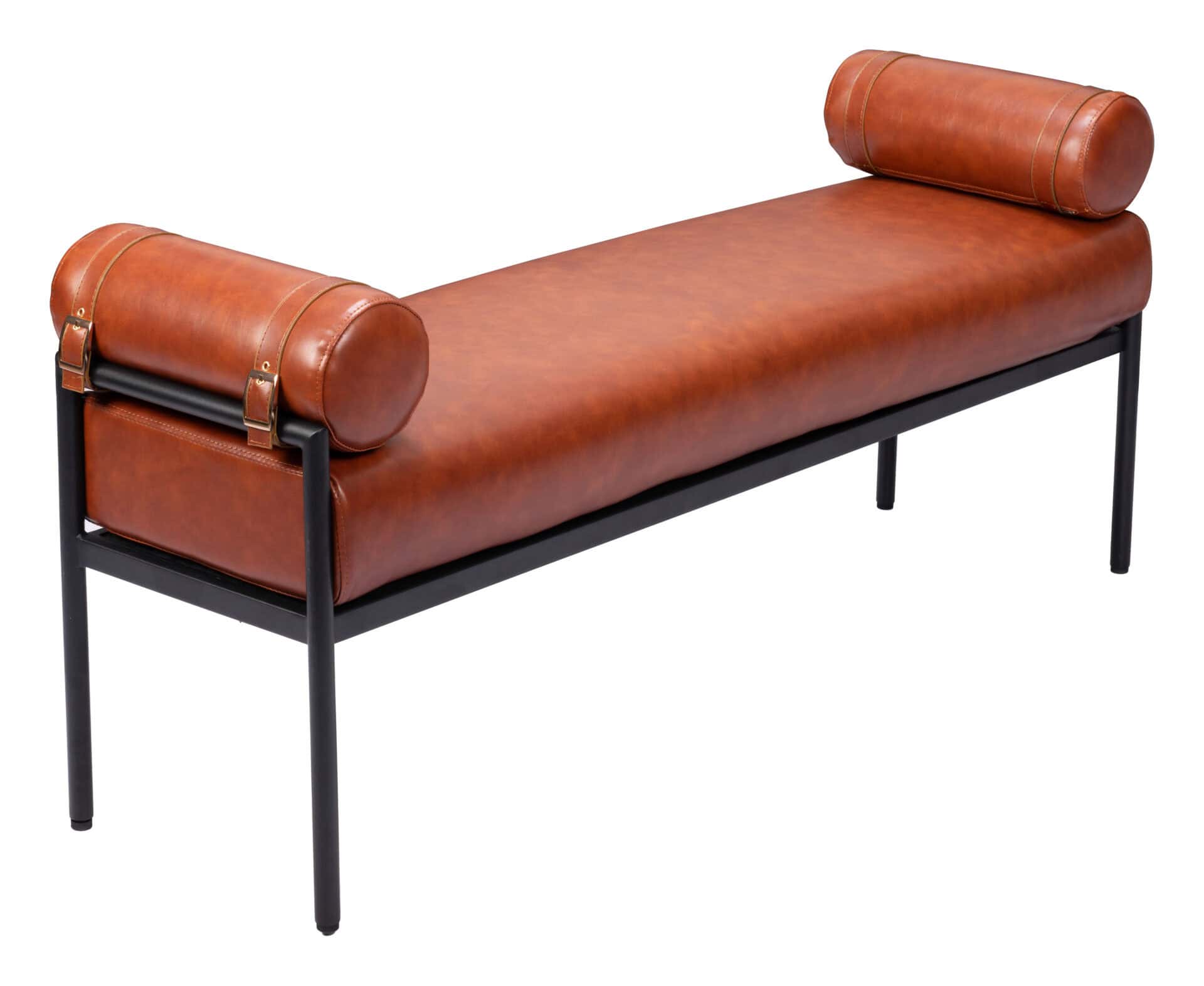 Modern Faux Leather Bench with Steel Legs and Rubber Feet 5 Modern Faux Leather Bench with Steel Legs and Rubber Feet - Image 5