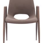 Mid-Century Modern Faux Leather Dining Chair Walnut Steel Legs (Set of 2)