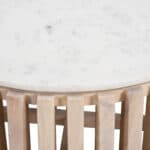 Round White Marble Coffee Table with Natural Wood Frame 8 Round White Marble Coffee Table with Natural Wood Frame