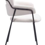 Cream Shearling-Style Dining Chair with Steel Legs (Set of 2)
