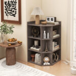 3-Tier Corner Cabinet with Charging Station for Small Spaces